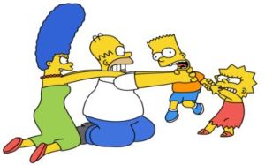 Conflict is seen here from the TV show, 'The Simpsons', it involves family conflict through Homer and Bart.